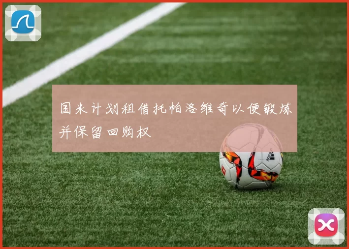 国米计划租借托帕洛维奇以便锻炼并保留回购权